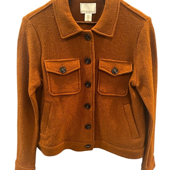Cynthia Rowley Camel Brown Wool Blend Collar Button Up Jacket Sz S NWOT Autumn - Picture 2 of 9